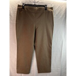 Dana Buchman Brown Pull-On Trousers Women's Large Stretch Waist Tapered Ankle